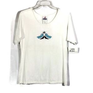 Mondi Sports Blue Flag Embroidered T-shirt Size 38 / 8 US NWT.